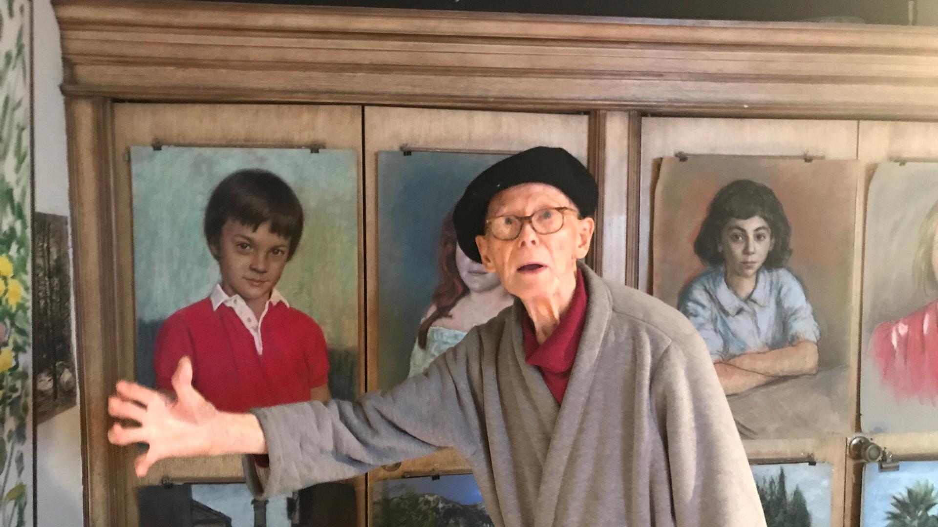 Kalman Aron began sketching when he was 3 years old. He's now 93, and says if he didn't still paint and draw every day he would "die of boredom."