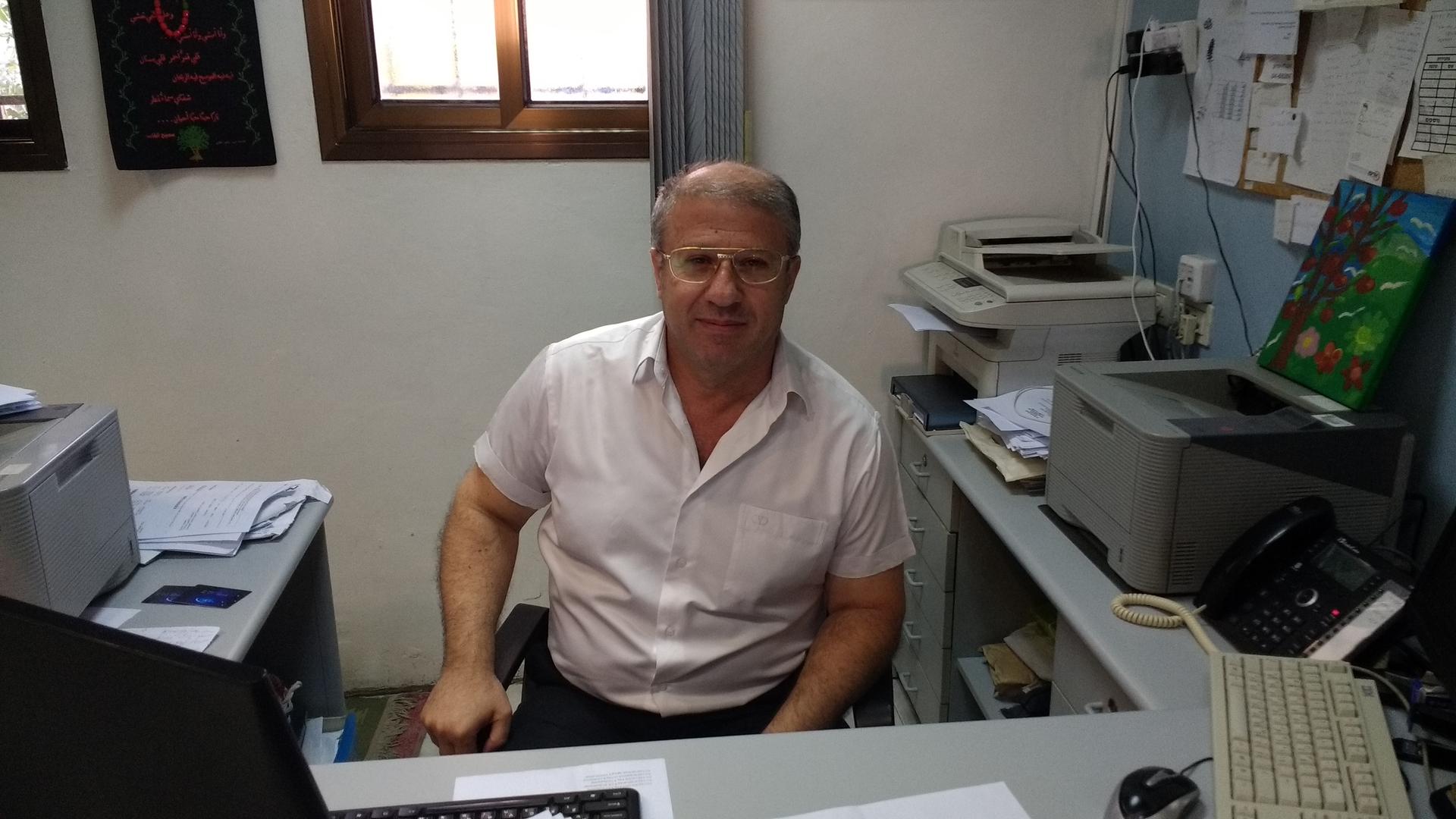Dr. Wassaf Khatar at his office in Majdal Shams. He remains loyal to Syria.