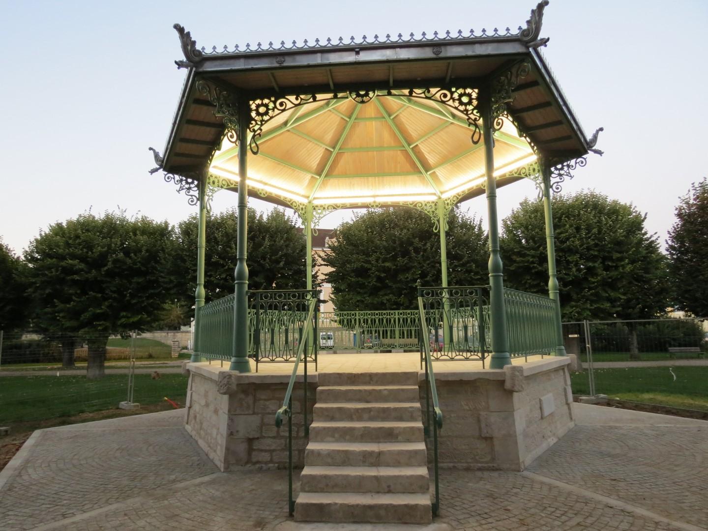 The restored bandstand in Tonnerre, France