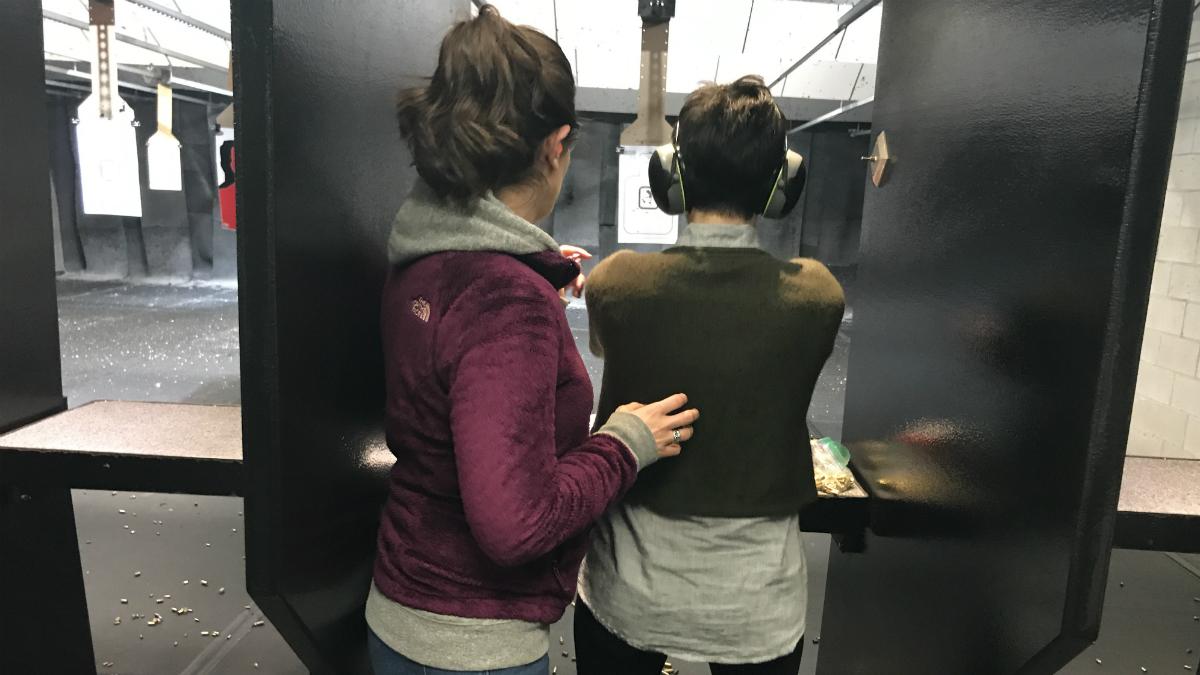 Lydia and her sister at Mass Firearms School, in Holliston, Massachusetts