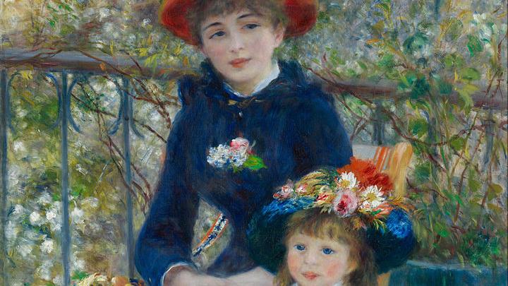 A cropped image of Pierre-Auguste Renoir's "Two Sisters (On the Terrace)."