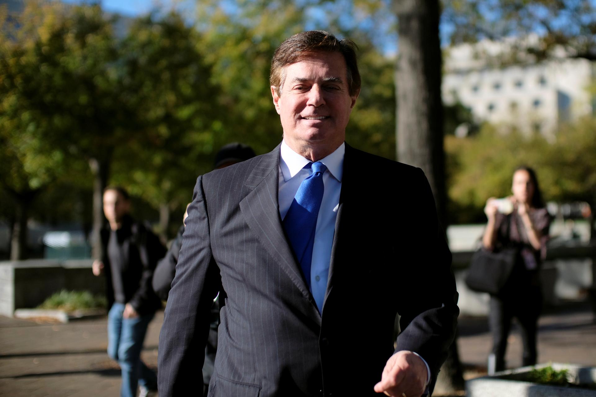 Former Trump 2016 campaign chairman Paul Manafort leaves U.S. Federal Court, after being arraigned on twelve federal charges