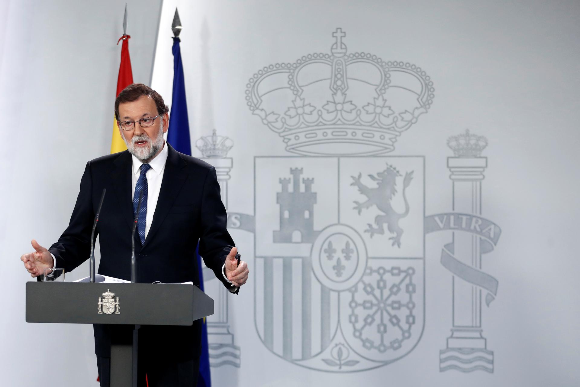 Spain's Prime Minister Mariano Rajoy speaks during a press conference in Madrid