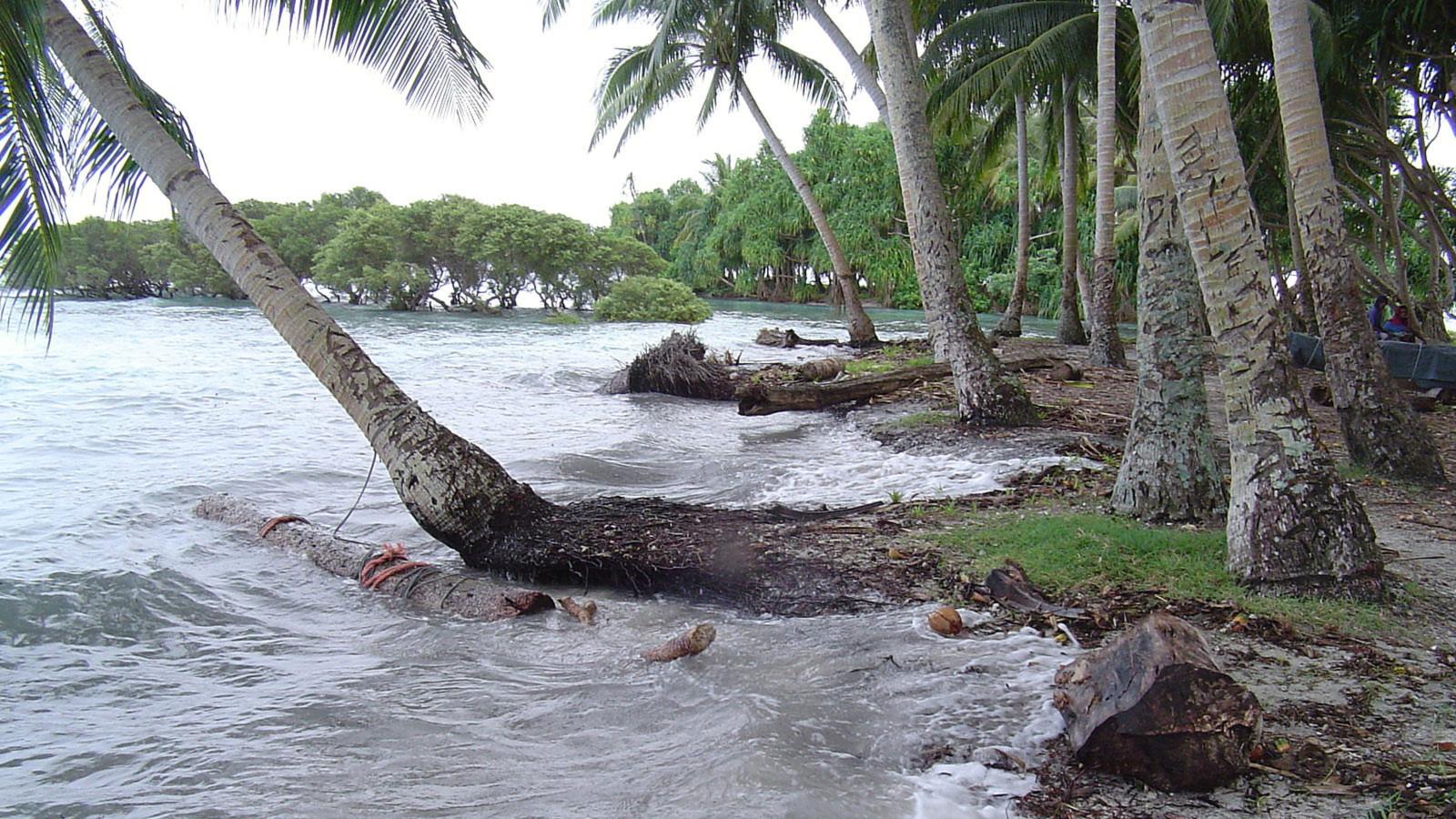 High tide at Nukatoa Island, in the Takuu Atoll, Papua New Guinea. 