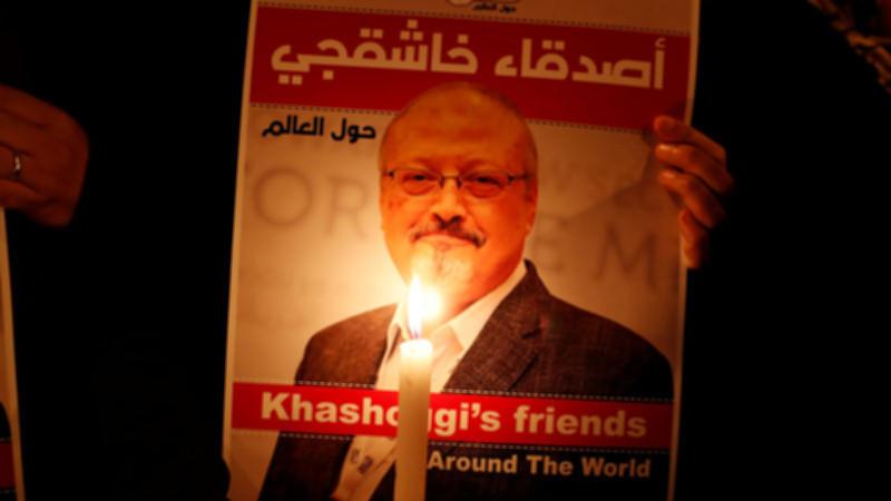 People attend a symbolic funeral prayer for Saudi journalist Jamal Khashoggi 