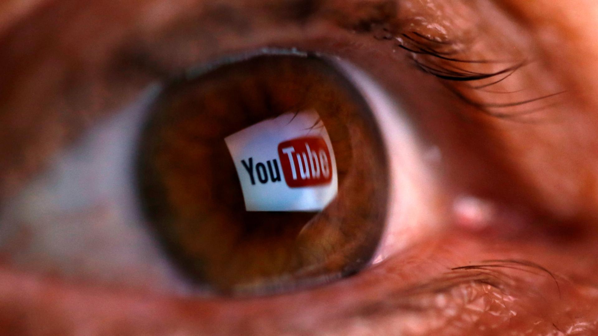 youtube logo reflected in an eyeball