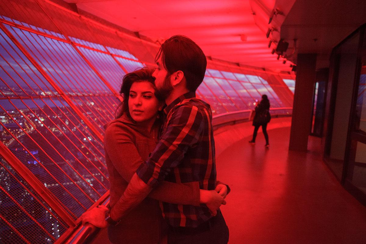 Niloofar Shirazi and Erfan Ebrahimi, Iranian young couple at CN Tower, Toronto.