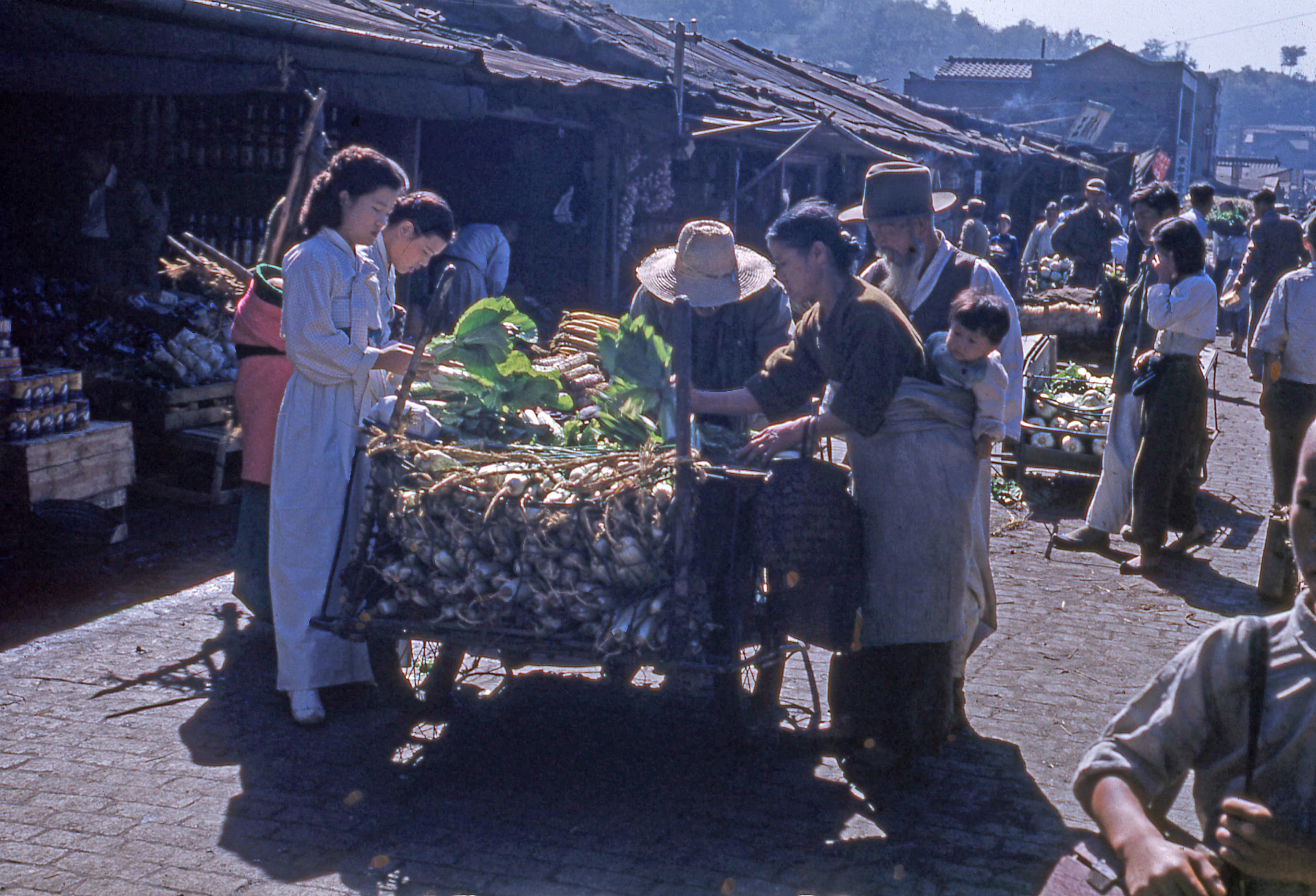 buying food from a pushcart in korea
