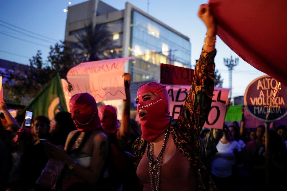 women protest