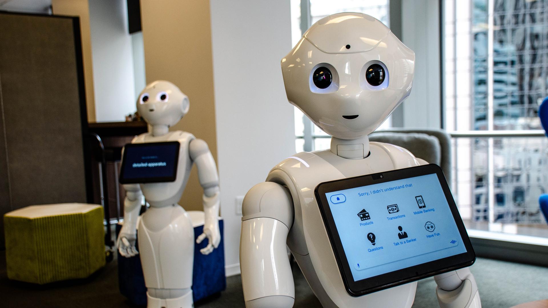 About 15,000 robots named “Pepper” are used in Japanese and European banks, fast service restaurants, and healthcare settings. Pepper is now in US bank branches too — HSBC has them in select locations to help answer basic customer questions.