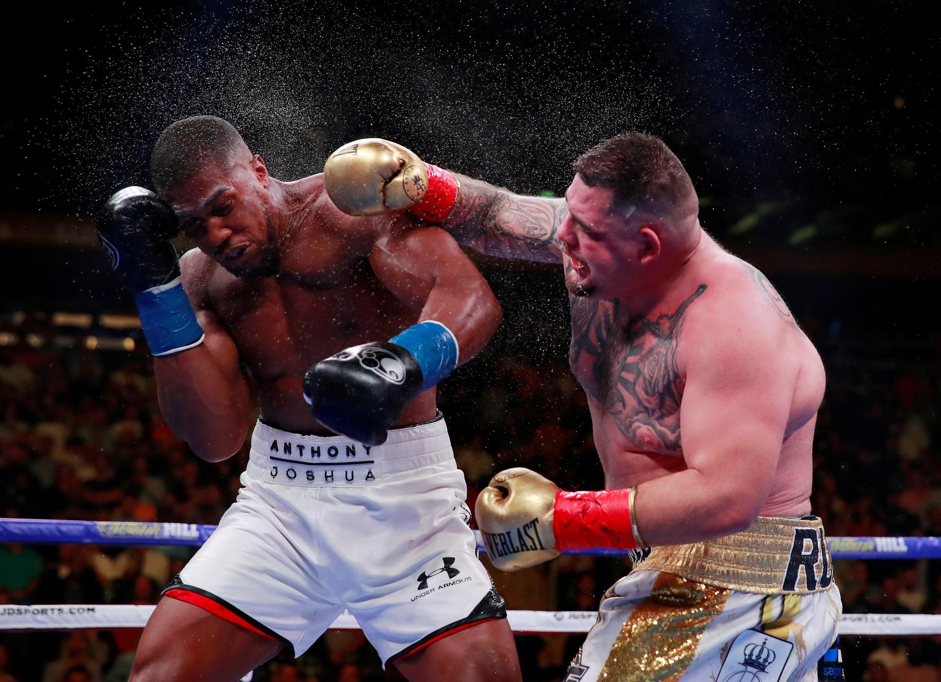 Andy Ruiz Jr in action with Anthony Joshua at Madison Square Garden, NYC, on June 1, 2019.