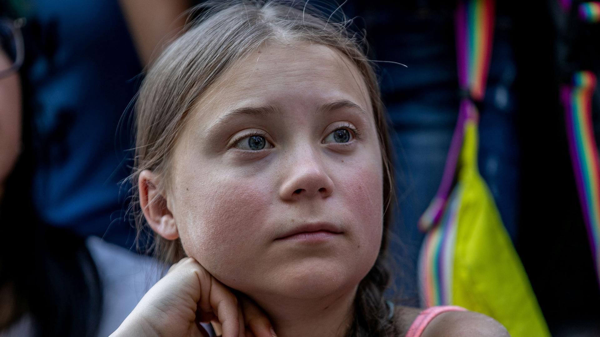 Swedish activist Greta Thunberg participates in a youth climate change protest in front of the United Nations Headquarters in Manhattan, New York City, New York, US, on Aug. 30, 2019. 