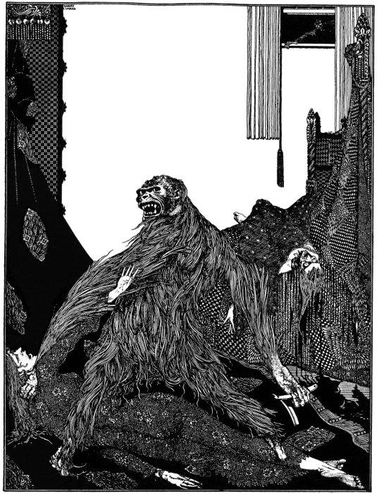 Harry Clarke's 1919 illustration for the story “The Murders in the Rue Morgue.