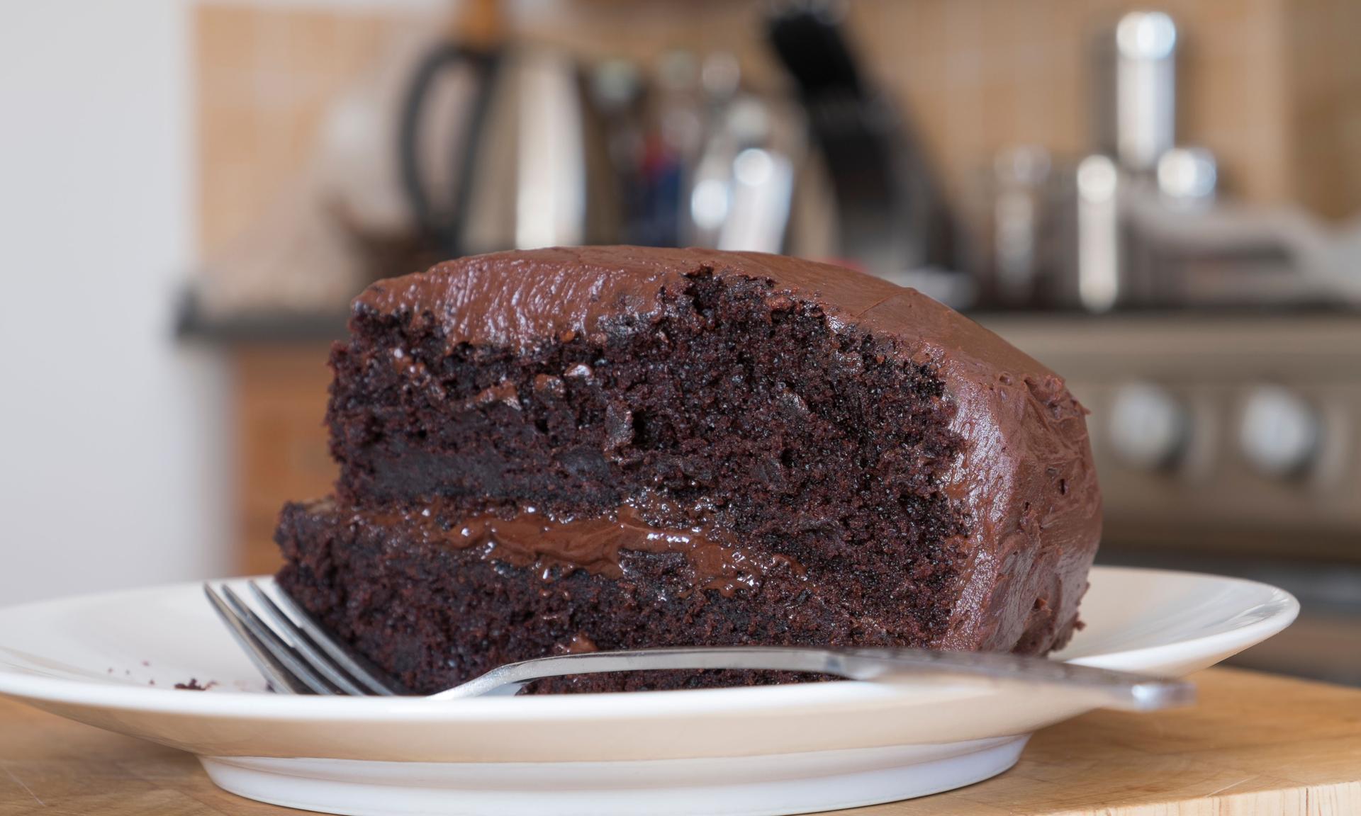 A moist chocolate cake.