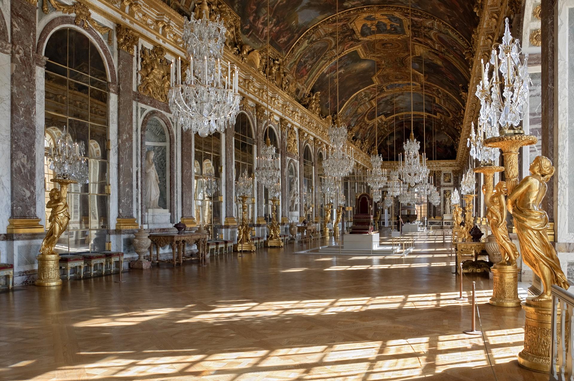 The Hall of Mirrors in the Palace of Versailles.