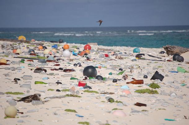 Plastic beach pollution