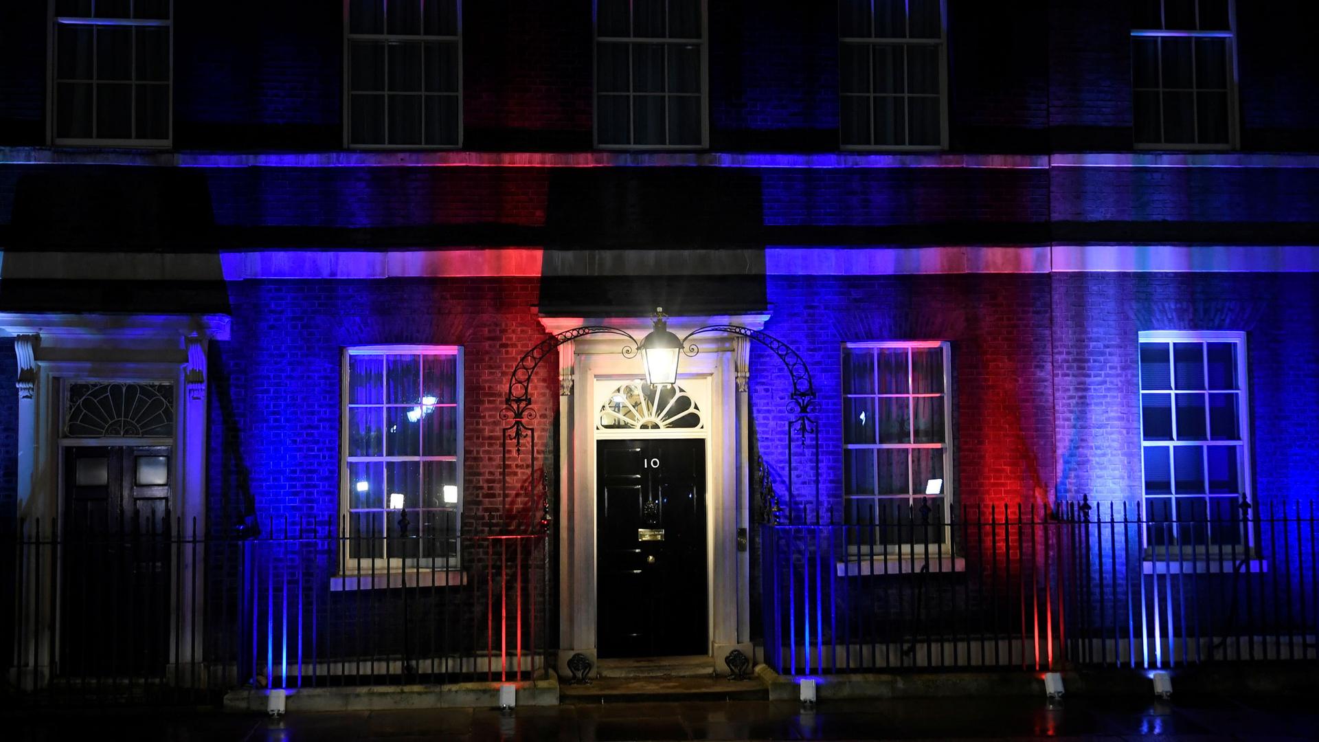 10 Downing Street is illuminated on Brexit day in London