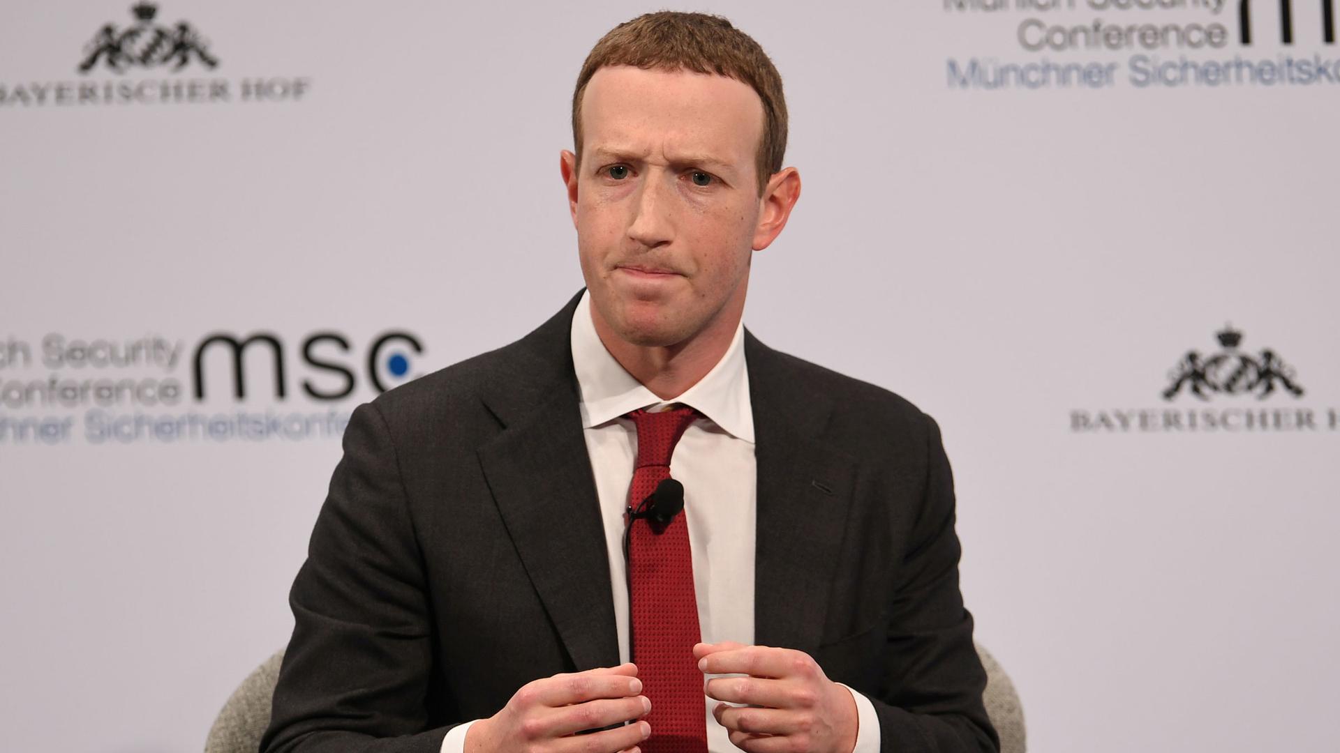 Facebook Chairman and CEO Mark Zuckerberg attends the annual Munich Security Conference in Germany, on Feb. 15, 2020.