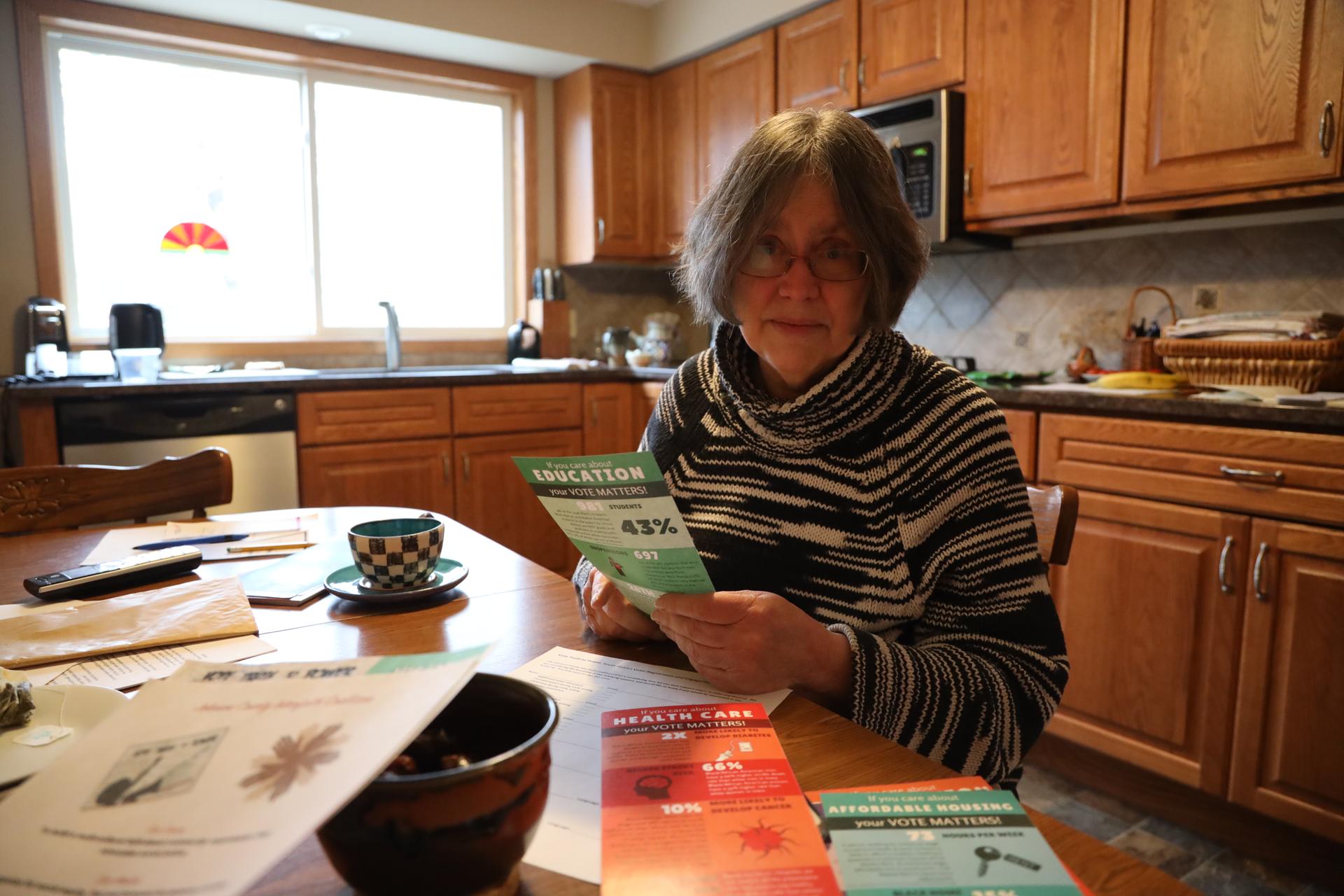 Retired University of Iowa librarian Donna Hirst is working on improving immigrant and refugee voter engagement as part of the Johnston County Interfaith Organization. 