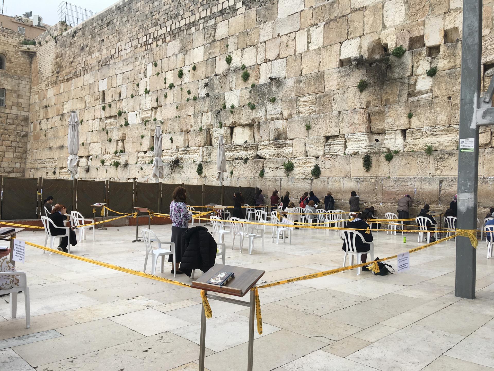 At the Western Wall, prayer is cordoned into sections. Only 10 people at a time may worship in each subsection.