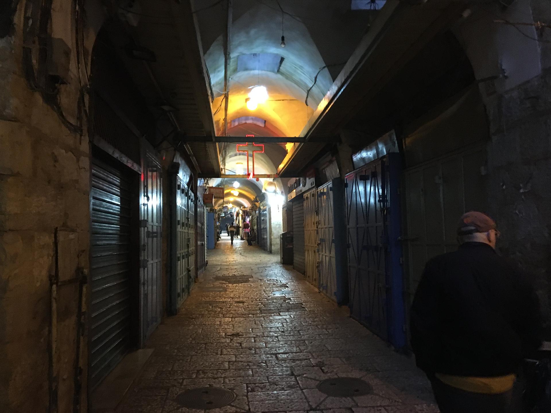 The Christian Quarter of the Old City, where shops are shuttered.