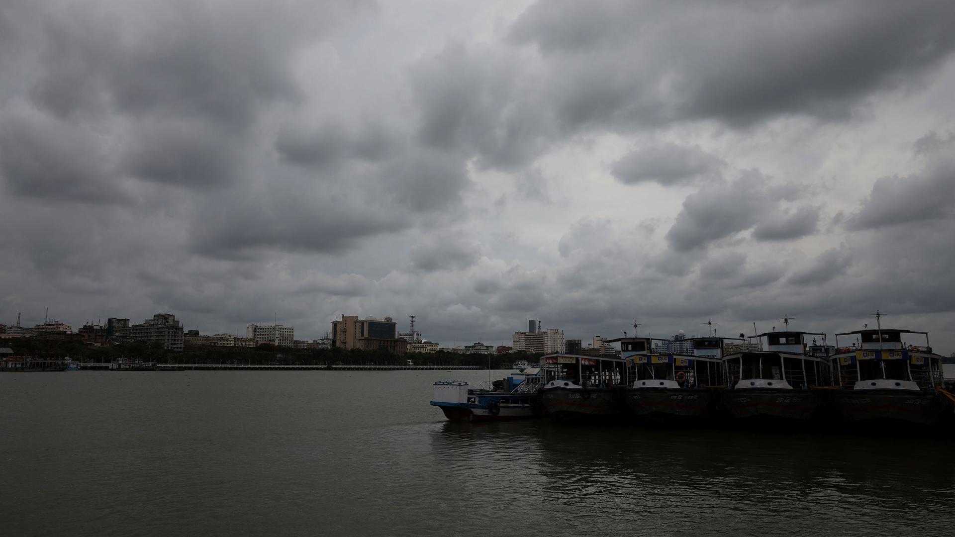 Clouds cover the skies over the river Ganges ahead of Cyclone Amphan, in Kolkata, India, May 19, 2020.