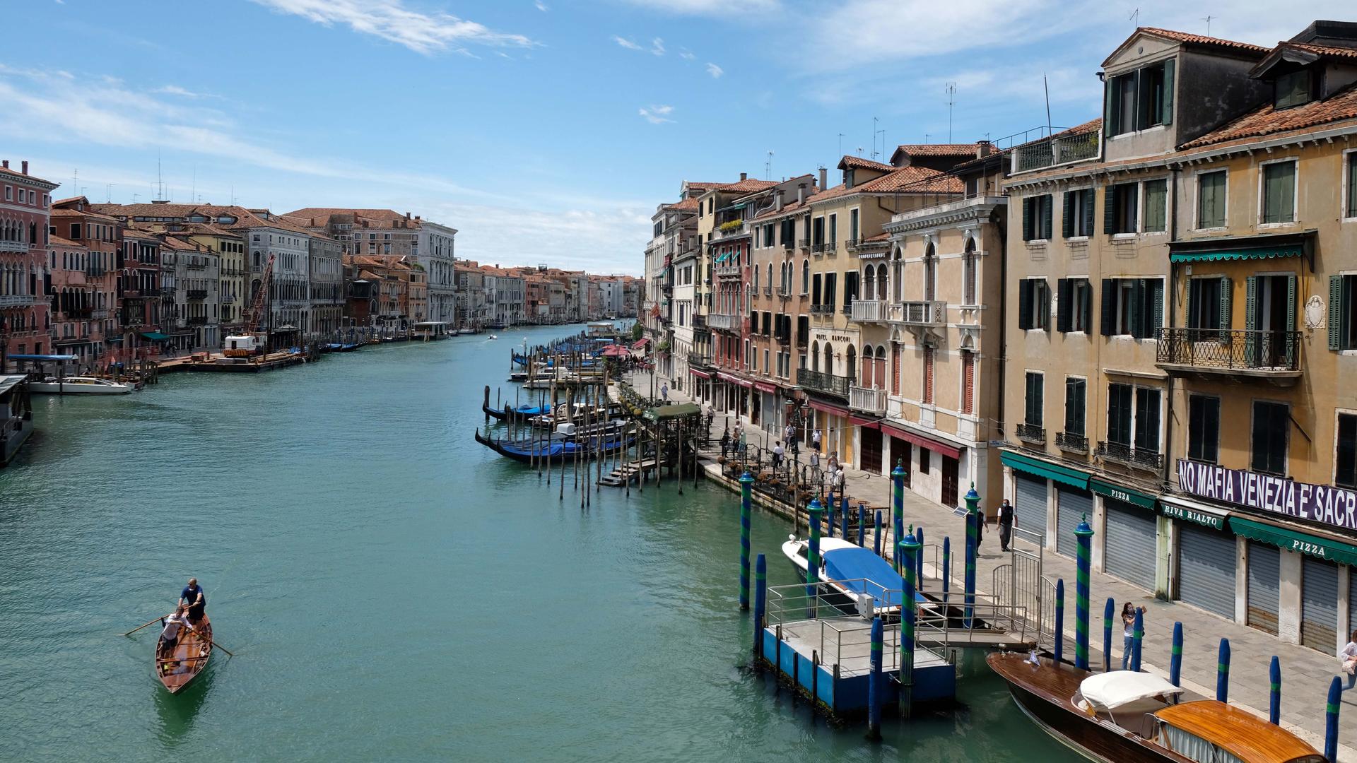 A view of the Grand Canal following the outbreak of the coronavirus disease (COVID-19) in Venice, Italy, May 24, 2020. 