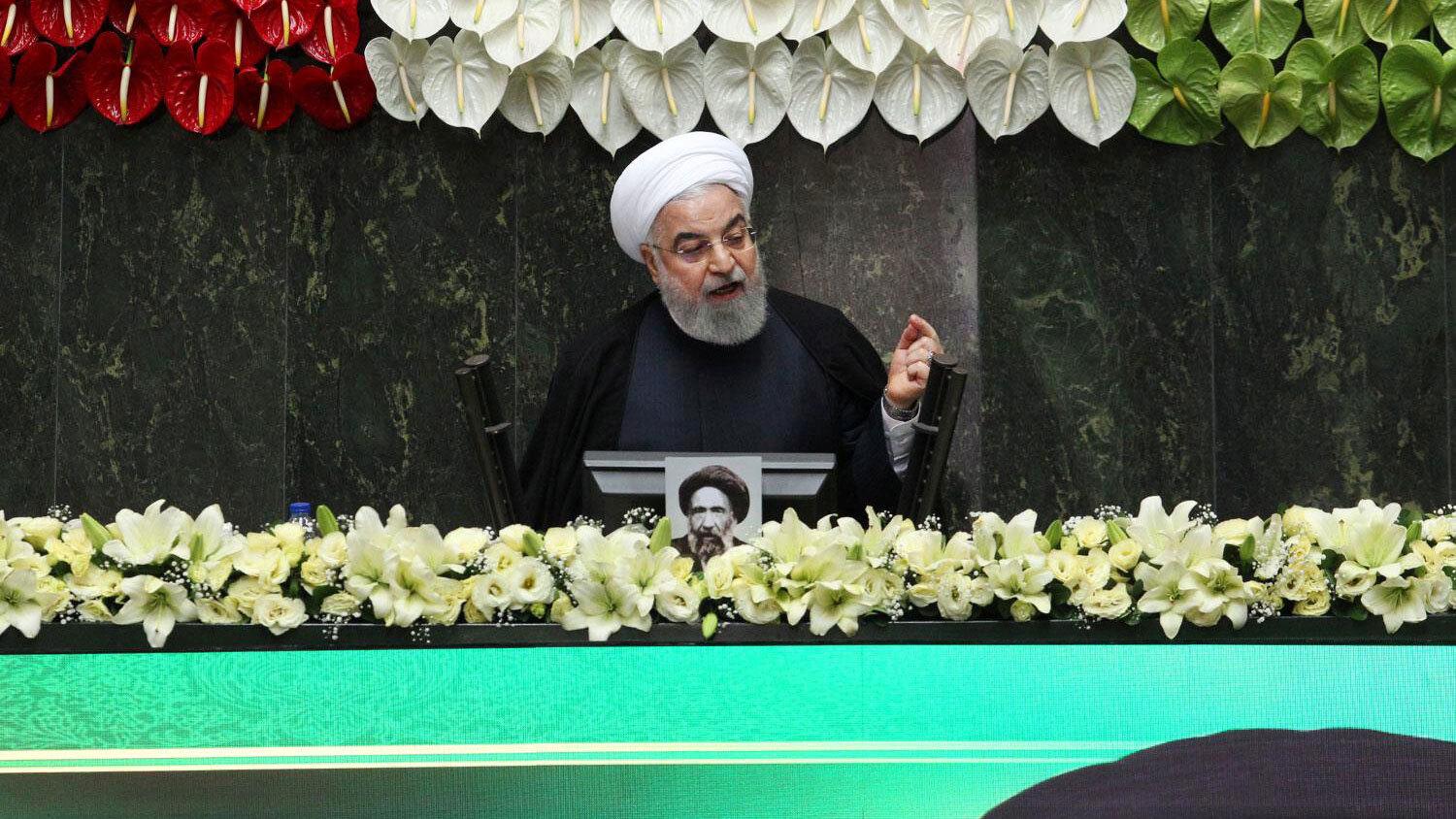 Iranian President Hassan Rouhani speaks during the opening ceremony of Iran's 11th parliament in Tehran, Iran, May 27, 2020.