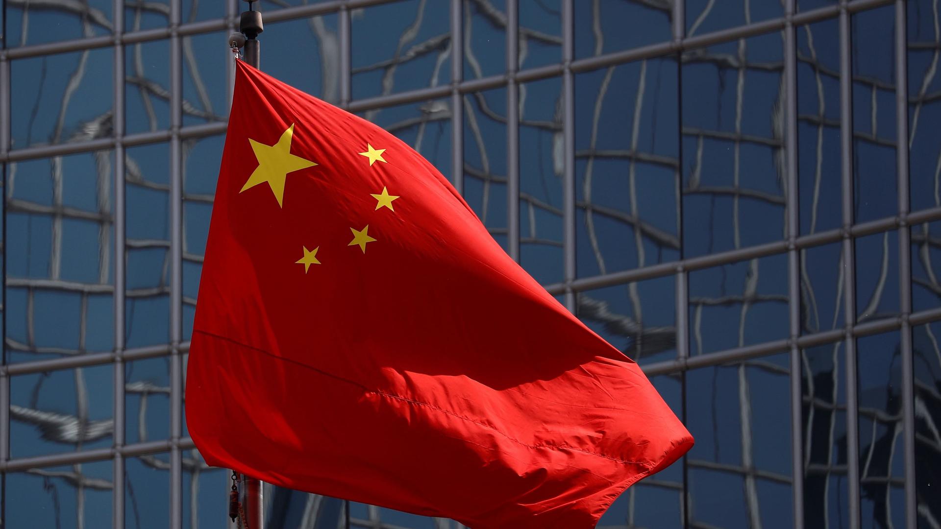 The Chinese national flag is seen in Beijing, April 29, 2020. 