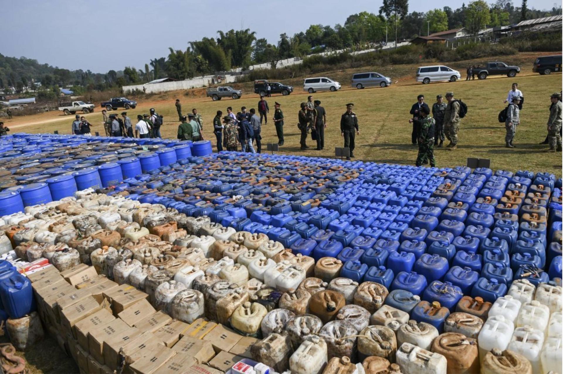 Chemicals seized during Asia’s largest-ever drug bust in Myanmar. 