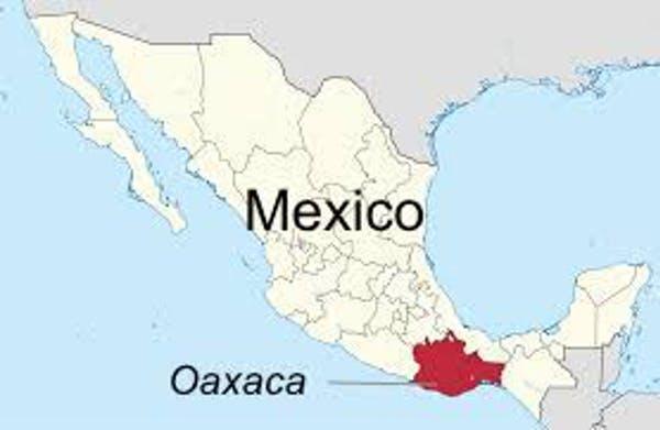 A map showing the location of Oaxaca in Mexico