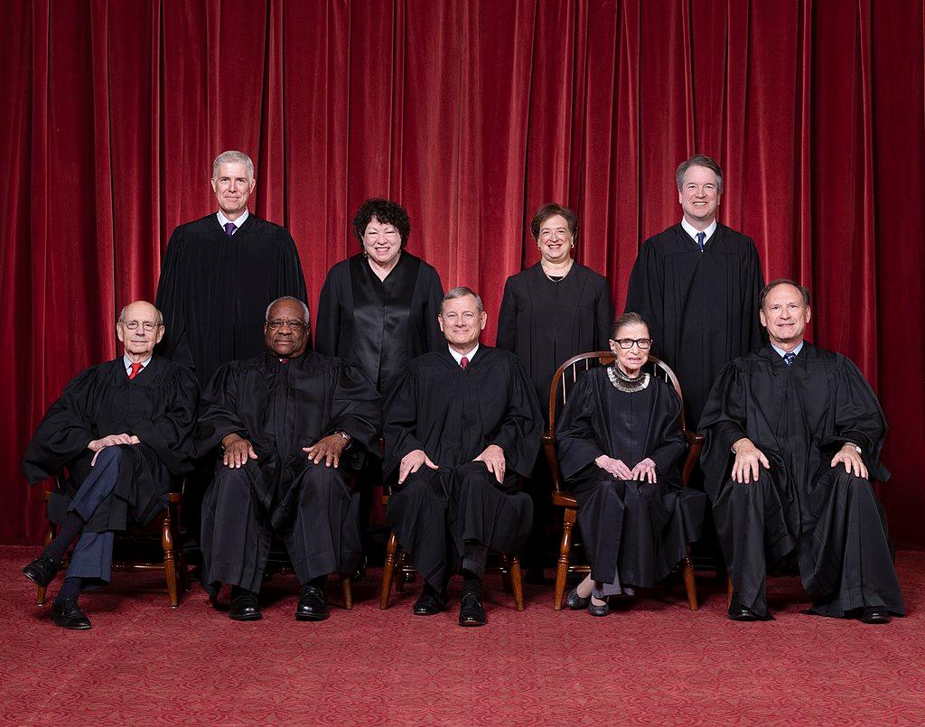 Members of the Supreme Court lined up for a portrait.