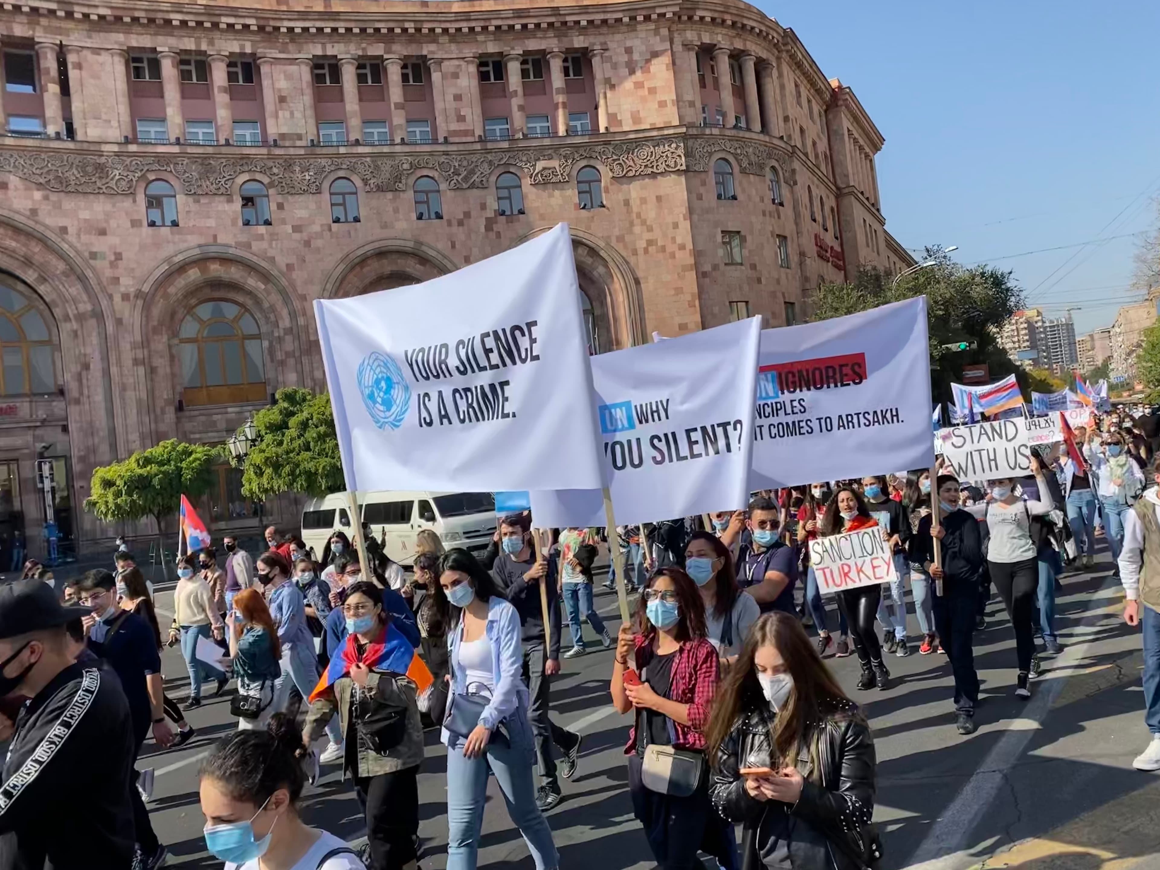 Armenians rally in capital Yerevan demanding action from the international community.
