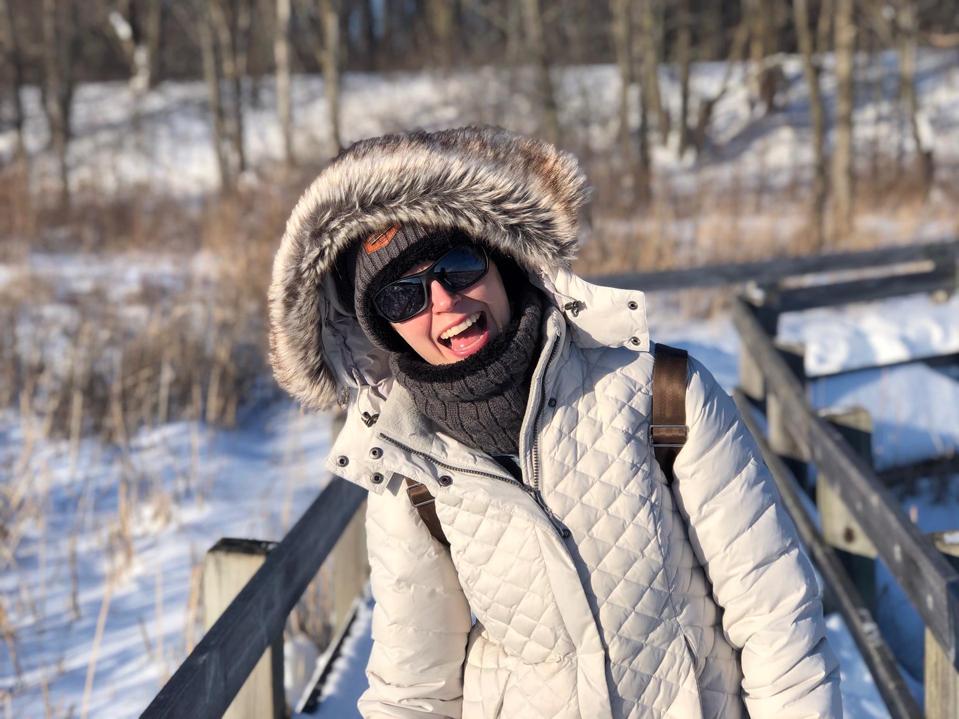 Erika Peterson, pictured in her first winter in Canada, left the US for Ottawa in 2018. 