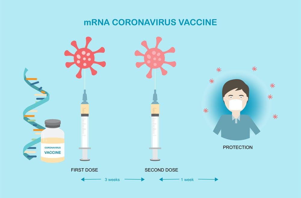Illustration of two doses of an mRNA vaccine