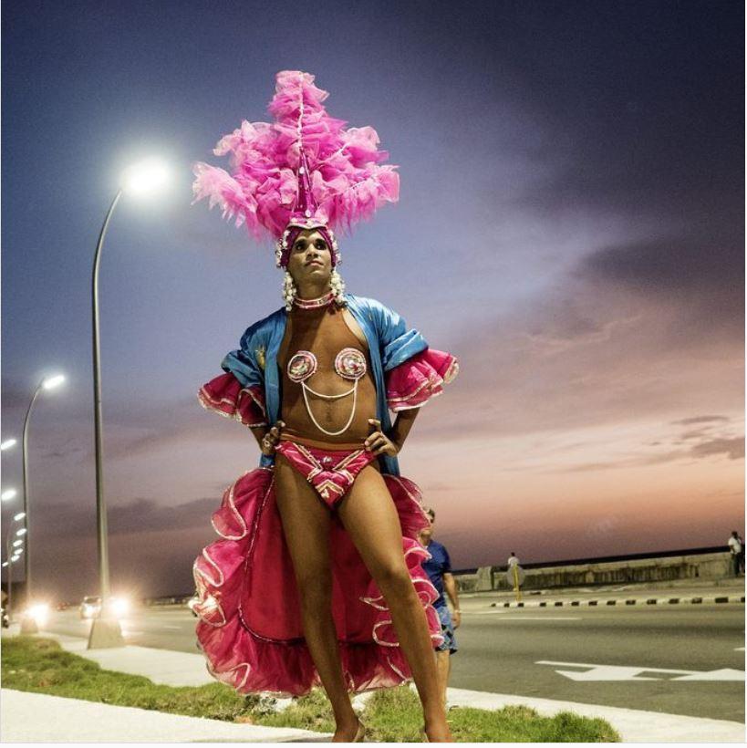 Artist Luis Manuel Otero Alcántara as ‘Miss Biennial of Havana,’ 2017.