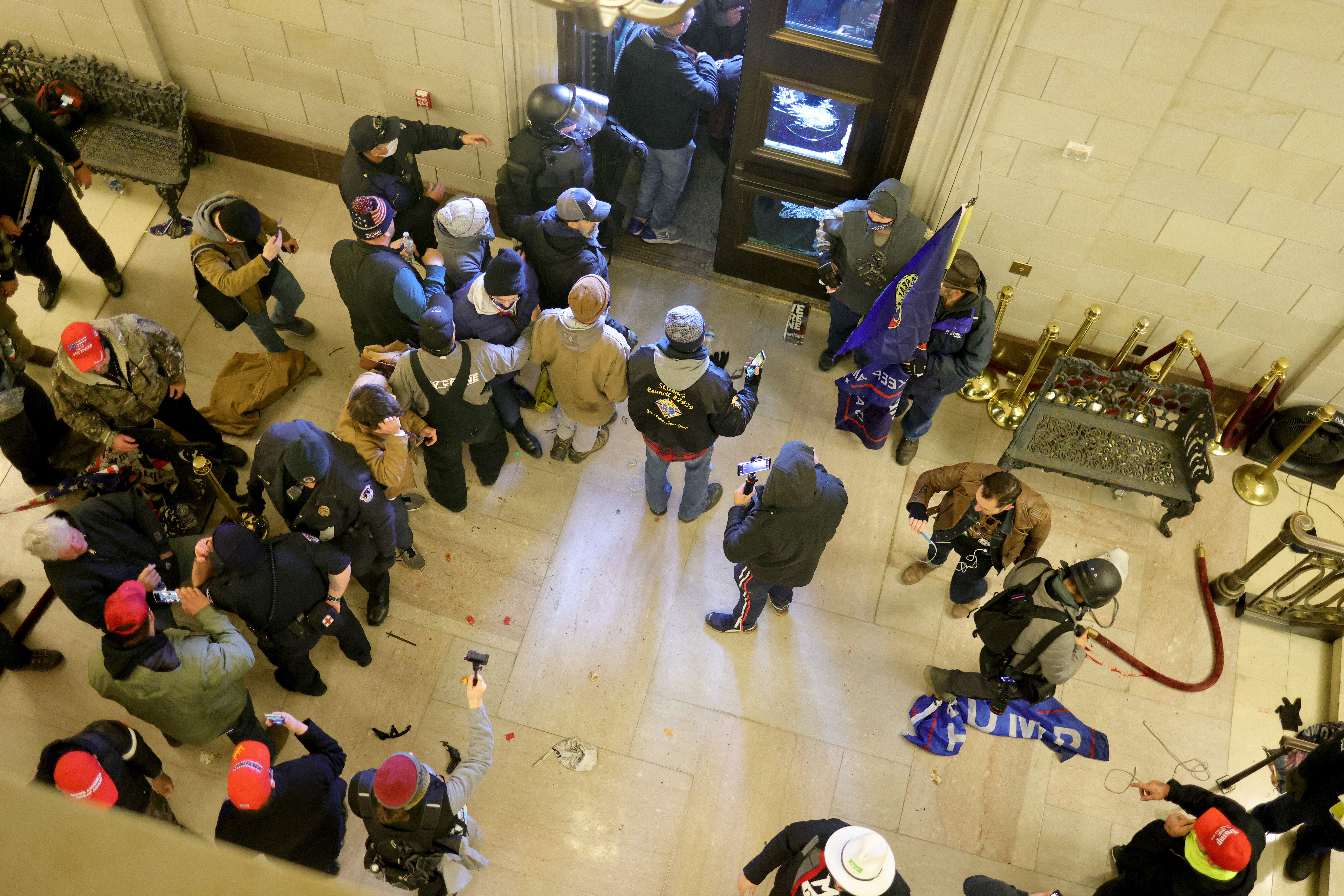Protesters enter the US Capitol Building on Jan. 06, 2021, in Washington, DC.