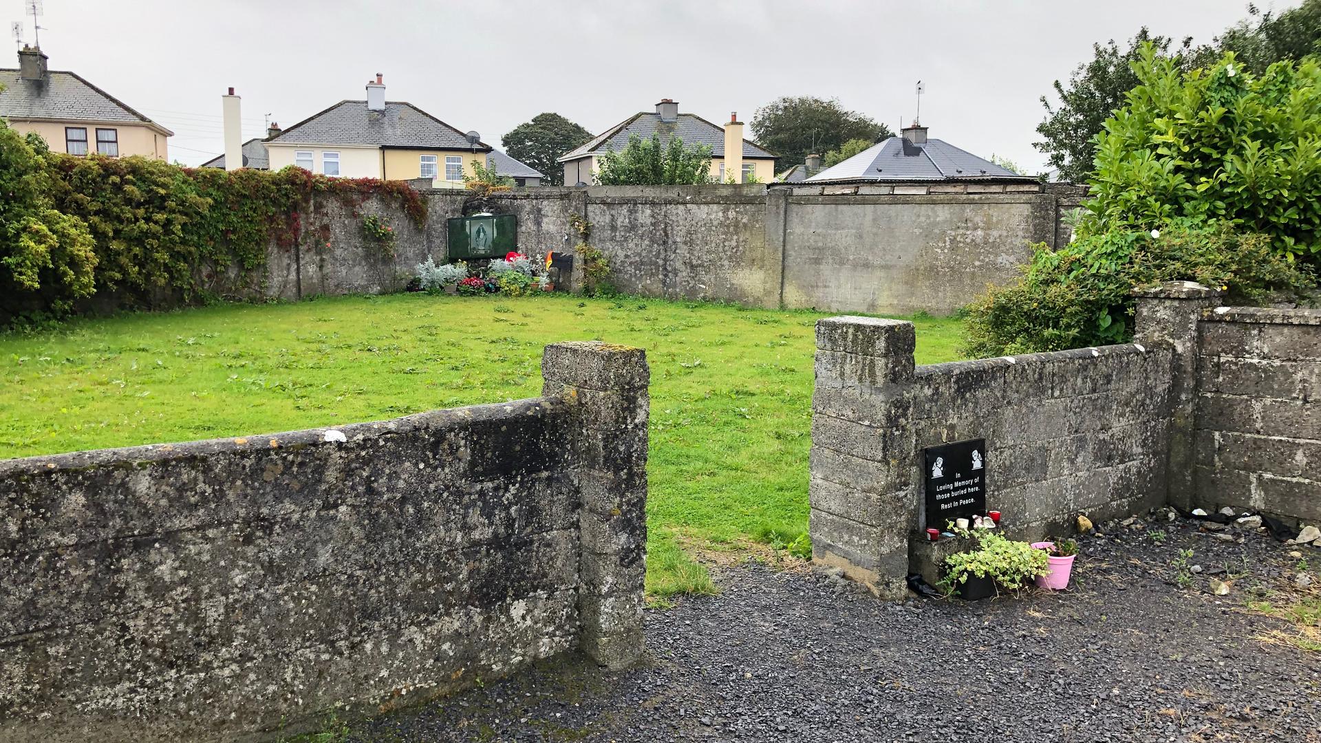 View of the mass grave at the Bon Secours mother-and-baby Home, Tuam County Galway Republic of Ireland.