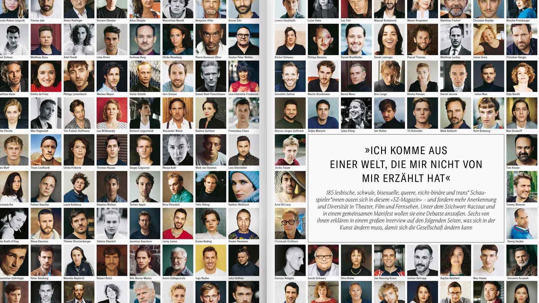 On the front page of Süddeutsche Zeitung Magazin, one of Germany's largest publications, 185 actors have come out as LGBTQ. 