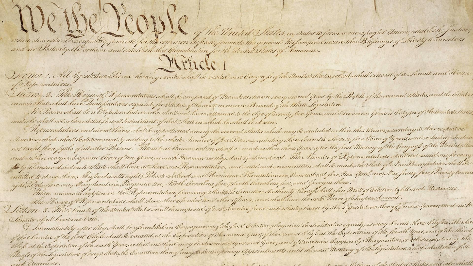 The US Constitution's first page