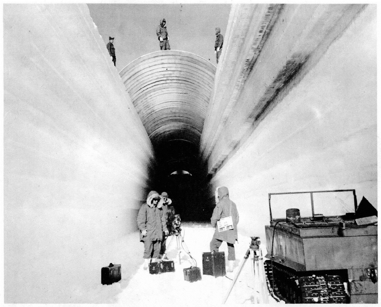Workers build the snow tunnels at the Camp Century research base in 1960. U.S. Army Corps of Engineers
