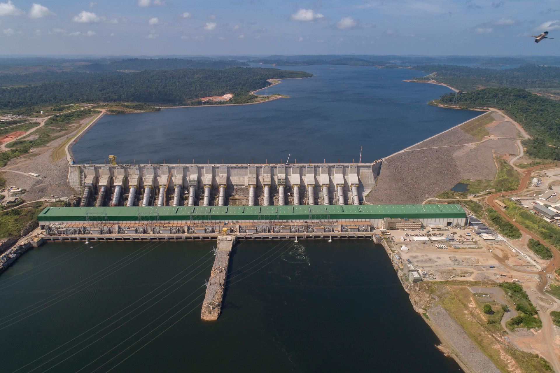 The Belo Monte hydroelectric dam stands in the Xingu River in Altamira, Para state, Brazil, Friday, Sept. 6, 2019. 