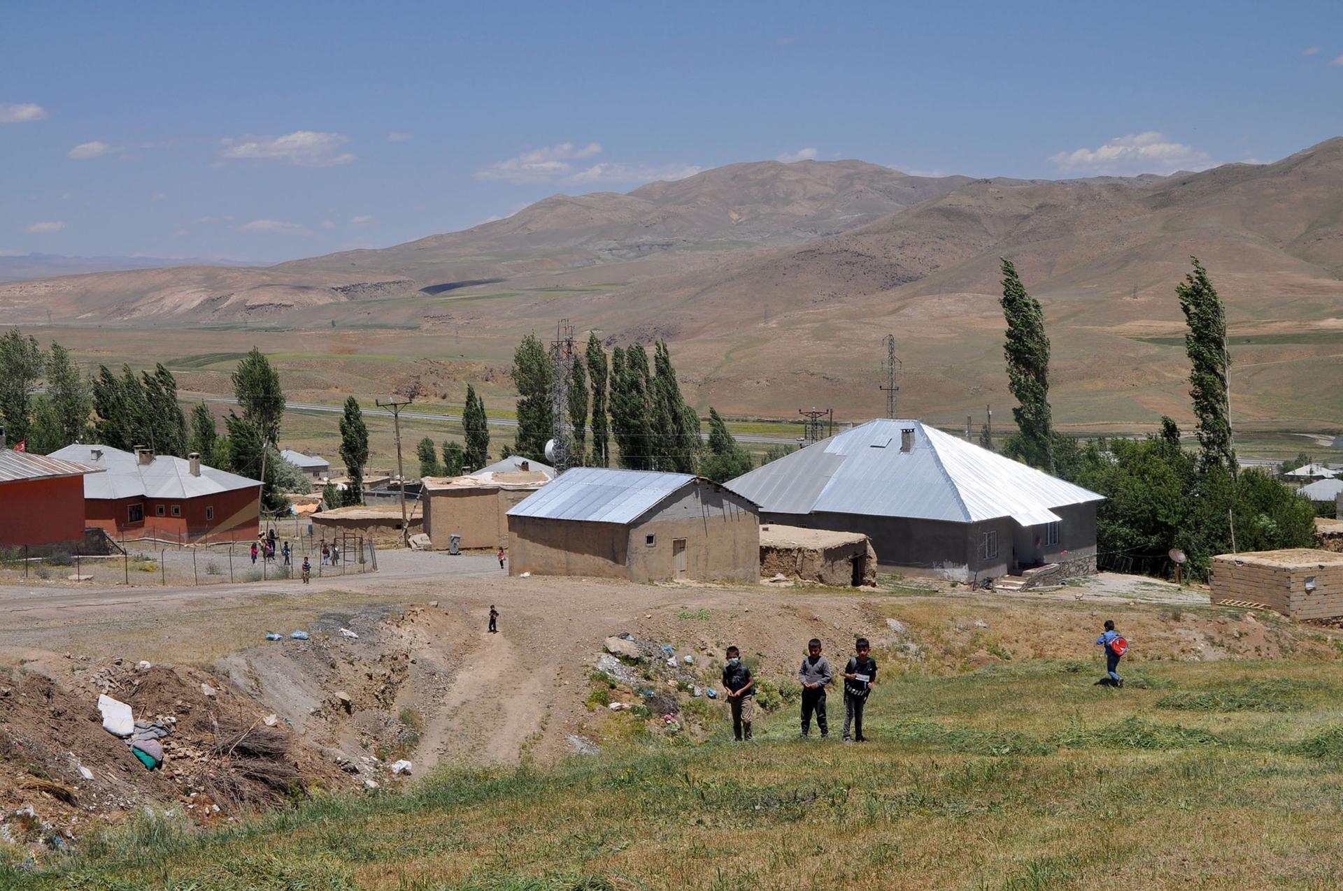 Children leave school in the village of Ömerova in Turkey