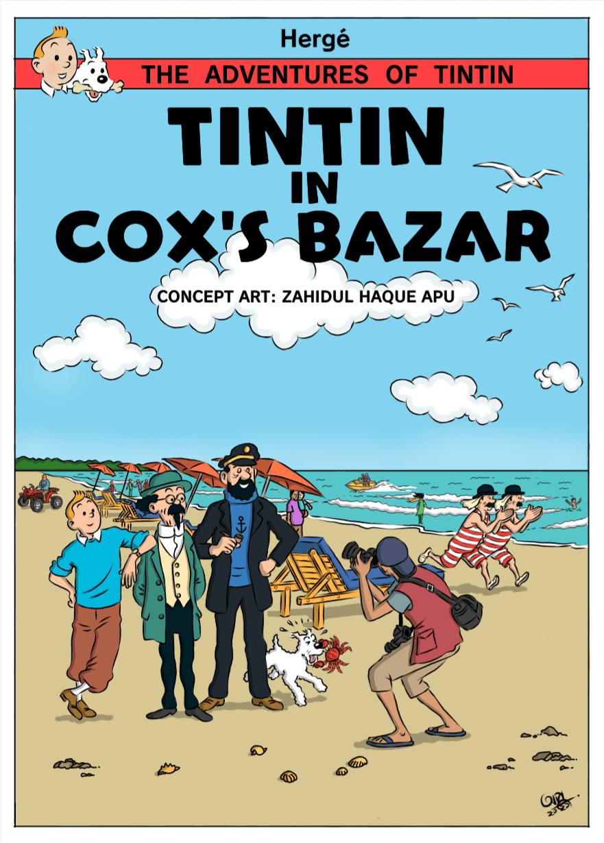 Cover art of character Tintin in Cox's Bazar, Bangladesh
