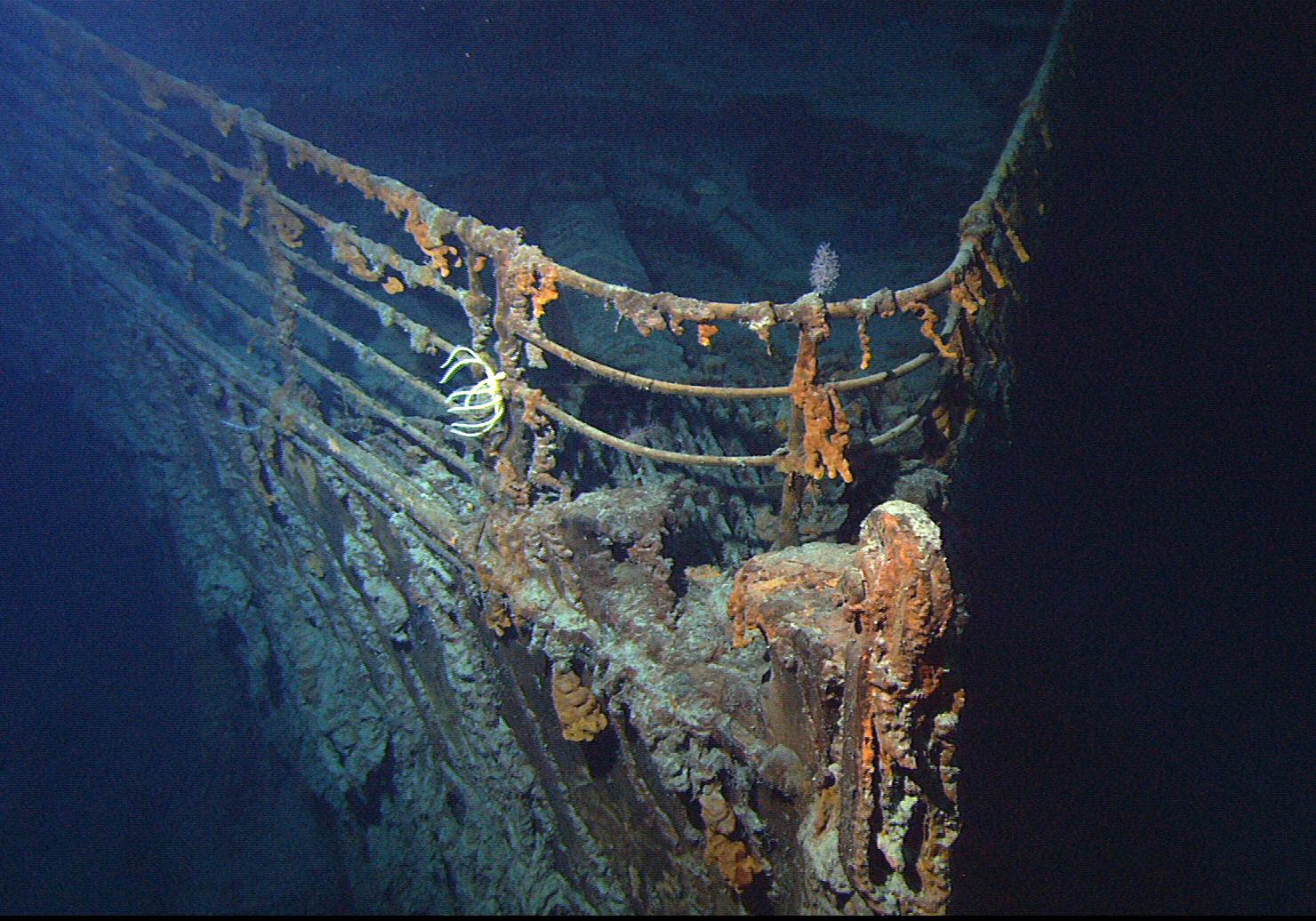 The bow of the Titanic, photographed on a return voyage in 2004.