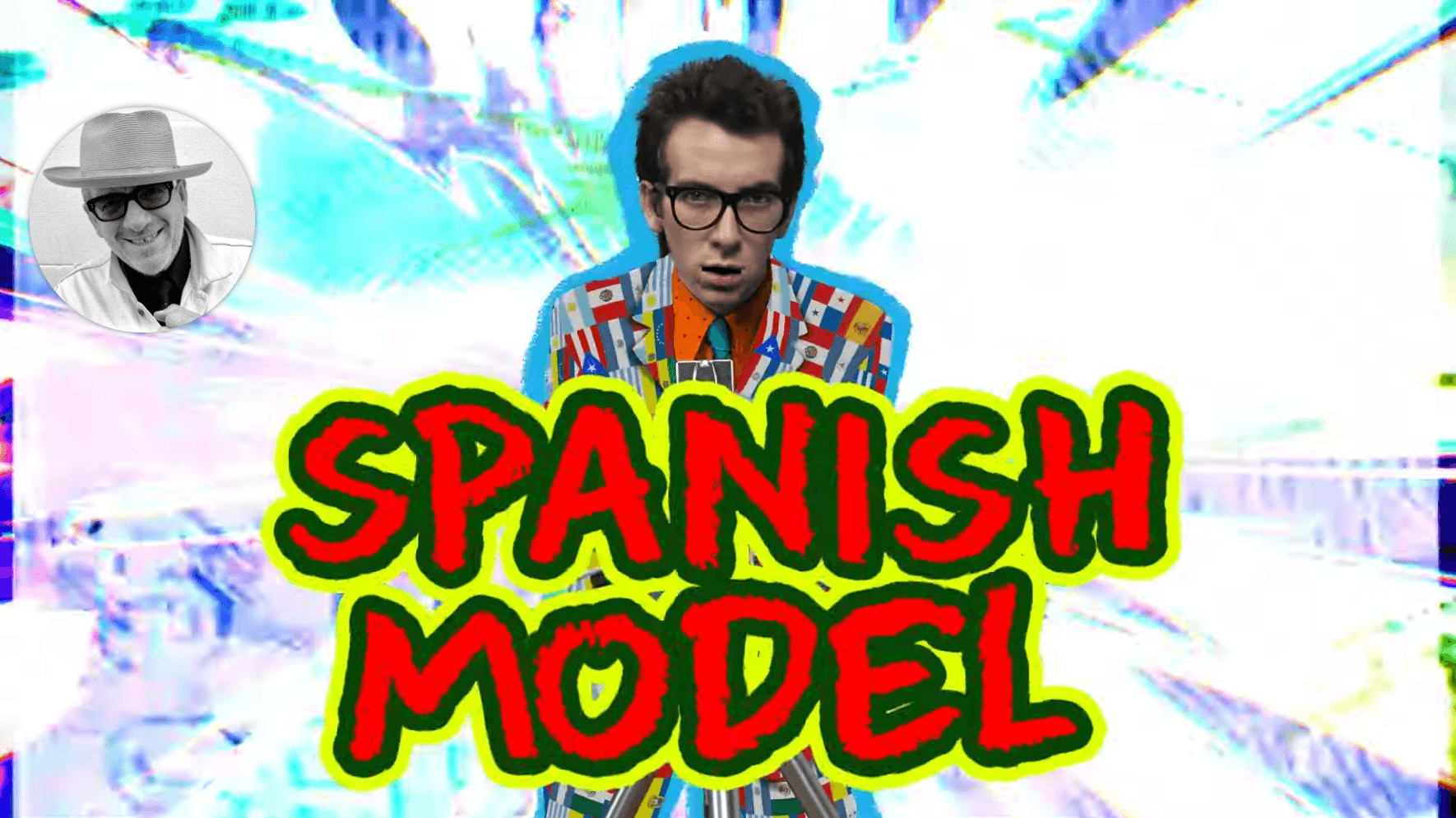 A screenshoot of a YouTube video announcing Elvis Costello's new album "Spanish Model."