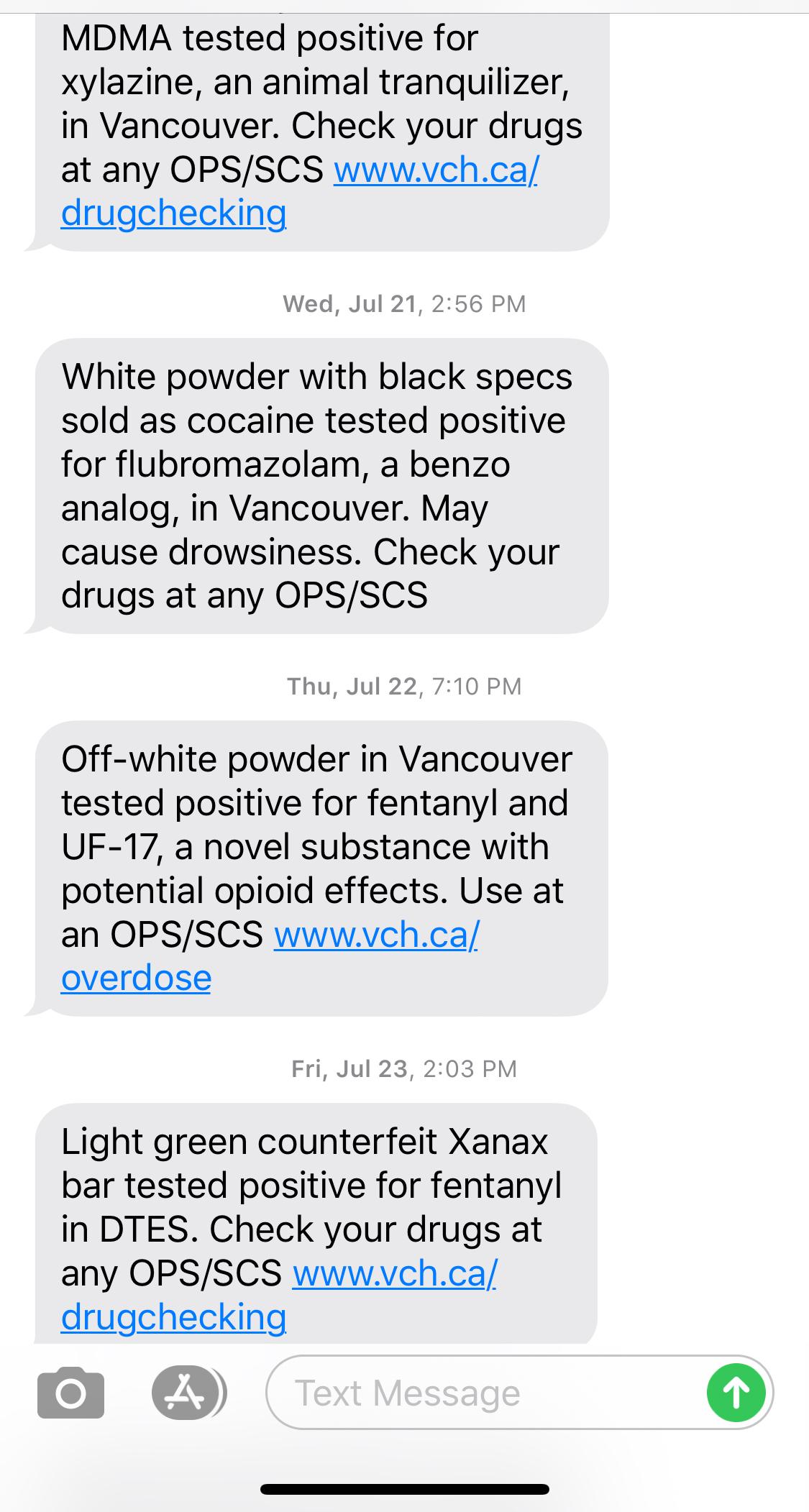 Vancouver, Canada drug alerts