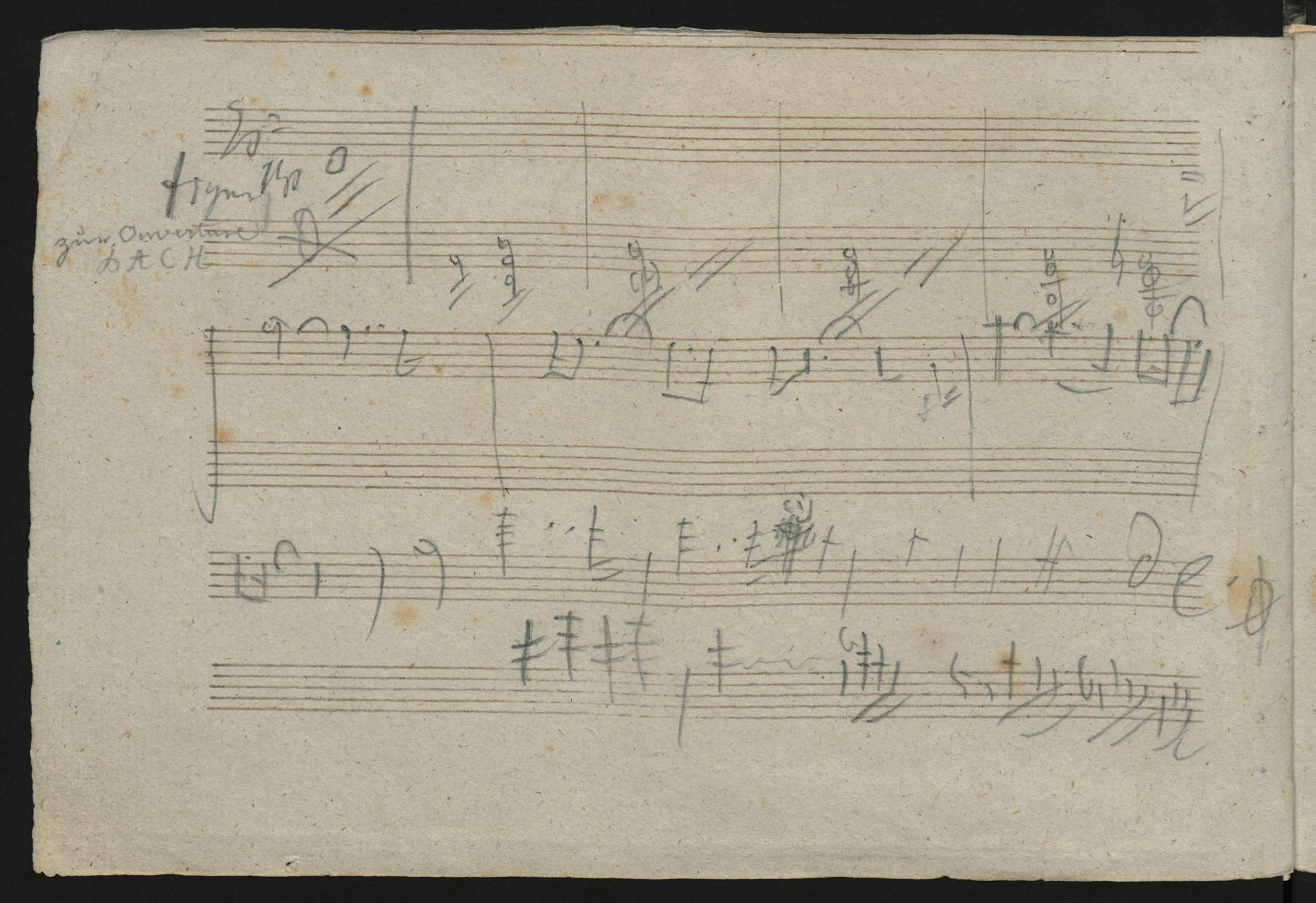 Manuscript score with musical notes jotted on it.