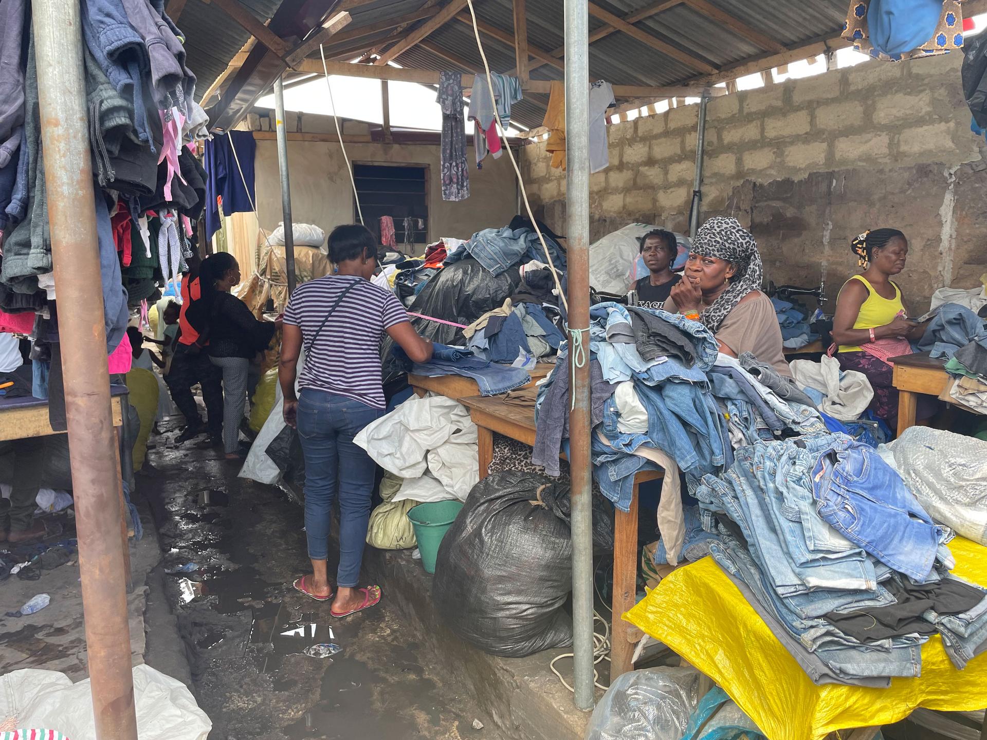 In the heart of Kantamanto's second-hand clothing market.