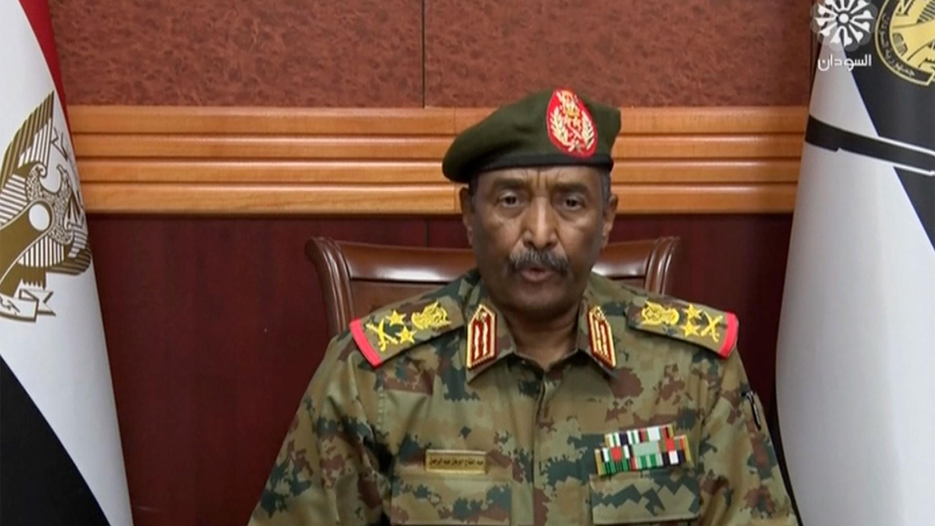 In this frame taken from video, the head of the military, Gen. Abdel-Fattah Burhan, announced in a televised address that he was dissolving the country's ruling Sovereign Council, as well as the government led by Prime Minister Abdalla Hamdok.